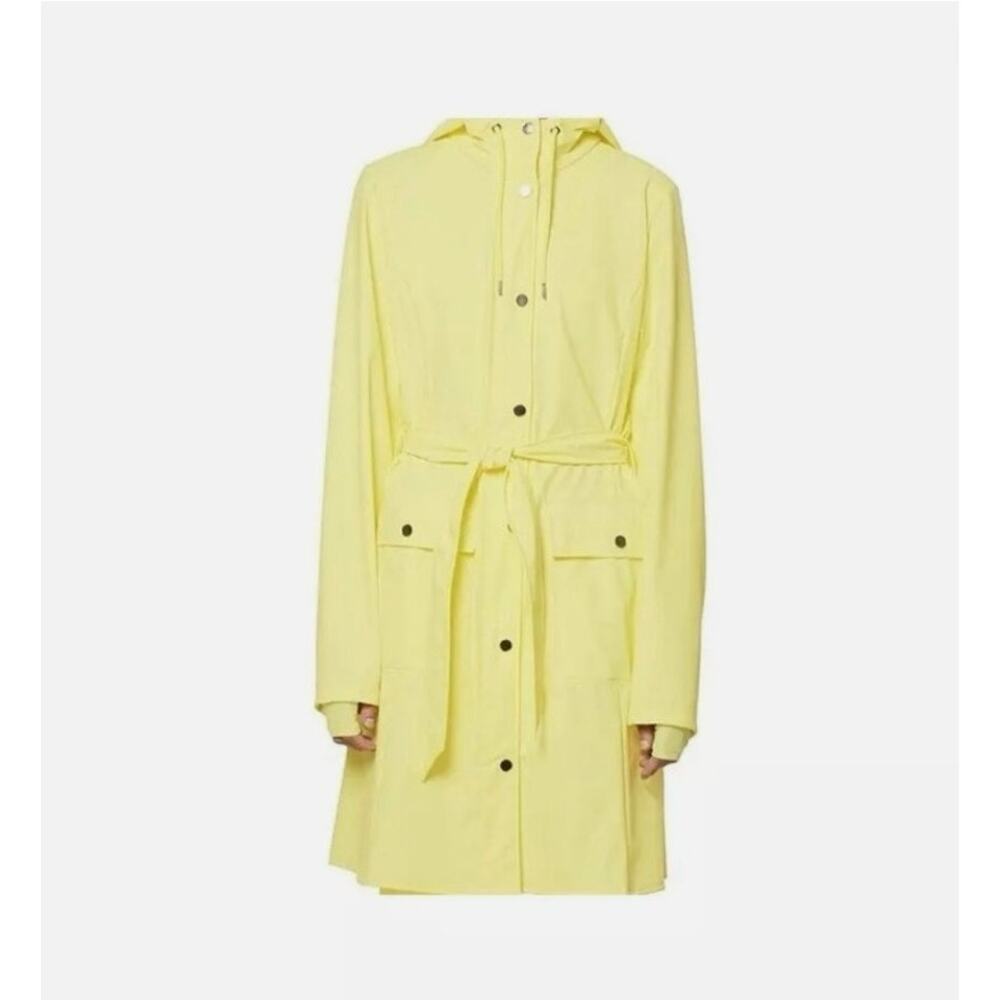 RAINS Jacket Curve Waterproof Rain Jacket in Straw Color (Yellow) Size Large